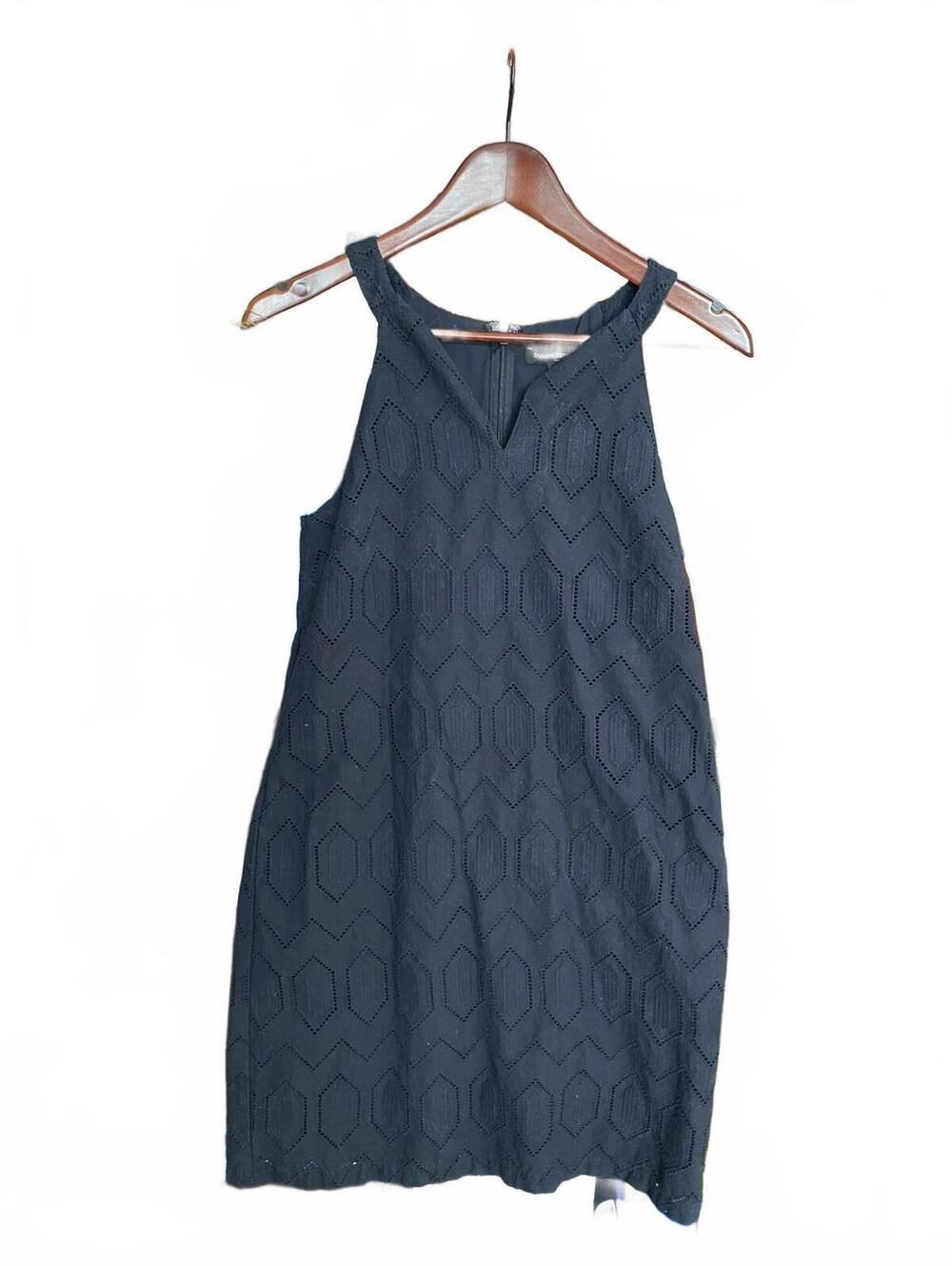 Unique Banana Republic Black Sleeveless Lined Cotton Eyelet Midi Dress, Size 6